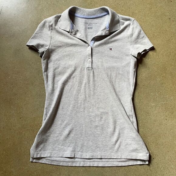 Tommy Hilfiger 2000’s Style Gray Collared Shirt w/ Logo (Size: XXS) - Picture 13 of 16